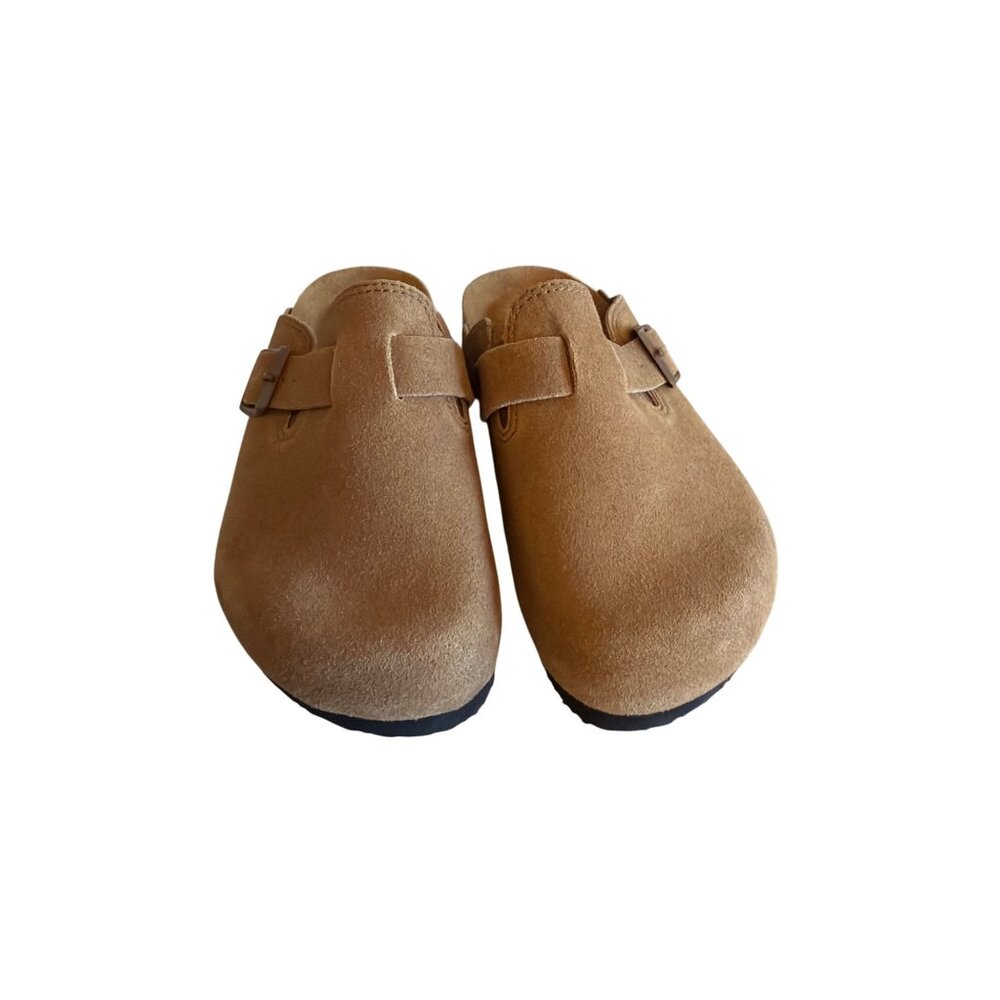 Tan Suede Clogs For Kids 8.15" 207mm EU‎ 32 Slip-On Adjustable Buckles